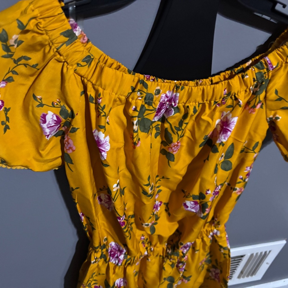 Style & Co. Yellow Floral Off-Shoulder Dress